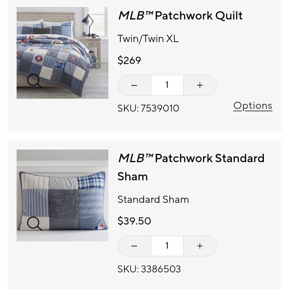 Pottery Barn Teen MLB Patchwork QUILT - Blue, Gray, White. (No Sham)